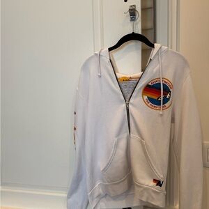 Aviator Nation Hamptons White Zip-Up Hoodie